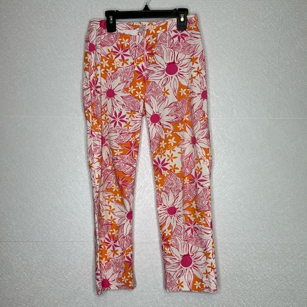 Lilly Pulitzer Vintage Pink Tangerine Daisy Crop Pants 0